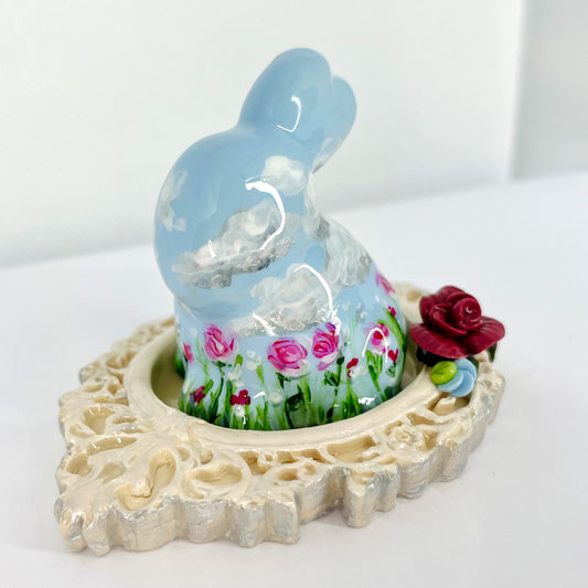 Easter bunny - baby blue and pink roses