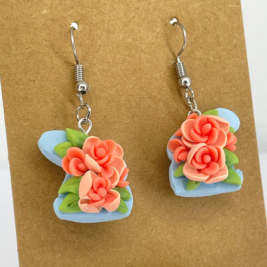 Easter Bunny earrings - Baby blue floral