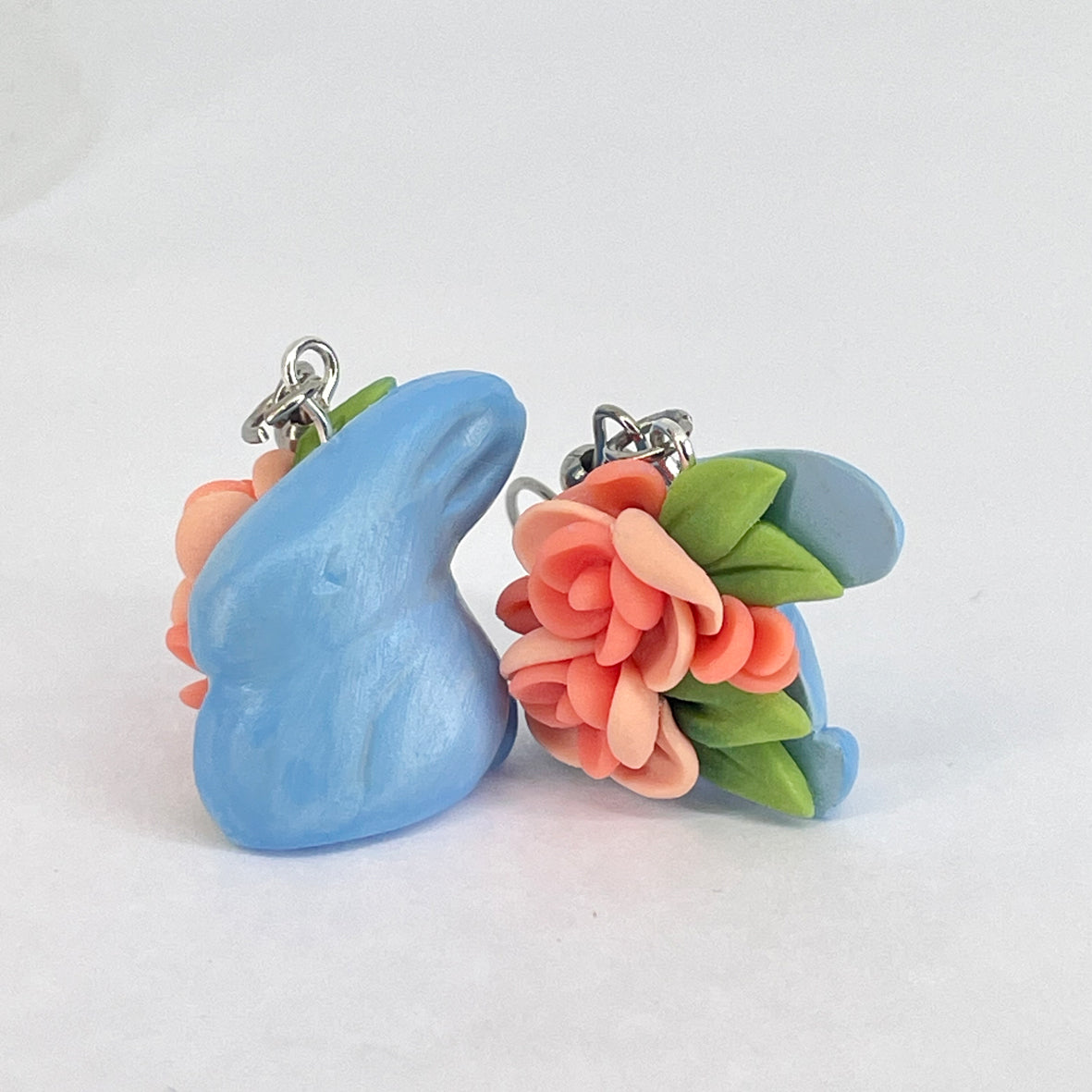 Easter Bunny earrings - Baby blue floral