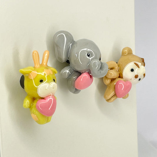 Heart magnets_set of 3 baby animals