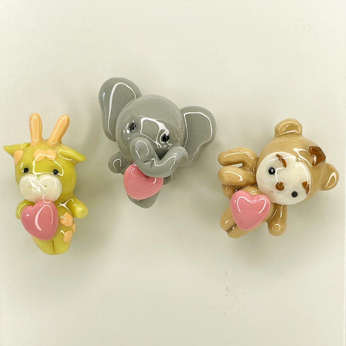 Heart magnets_set of 3 baby animals