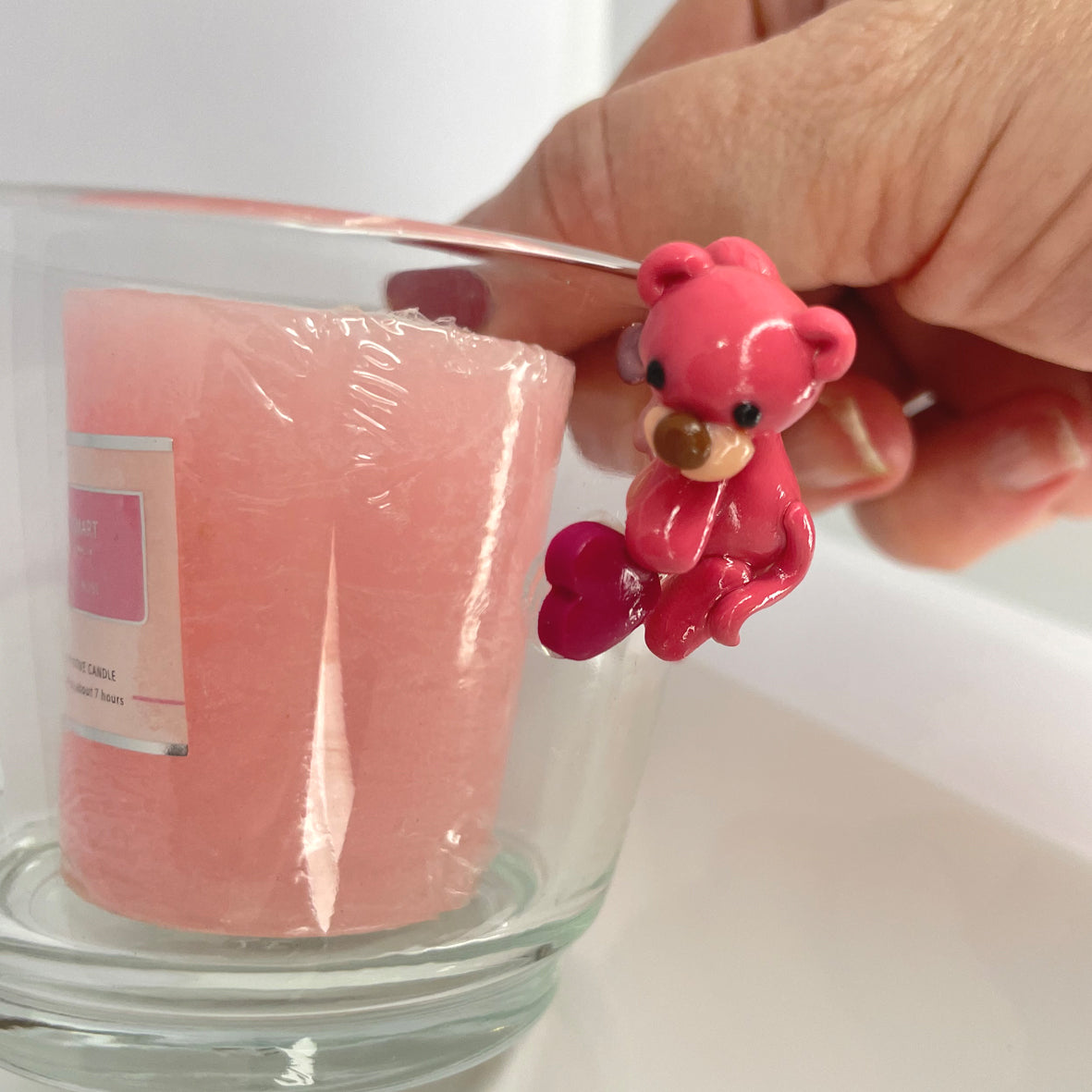 Candle bear pink 2