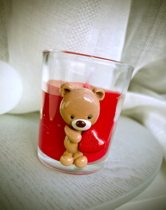 Candle bear with heart