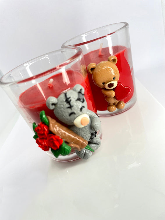 Candle bear with heart